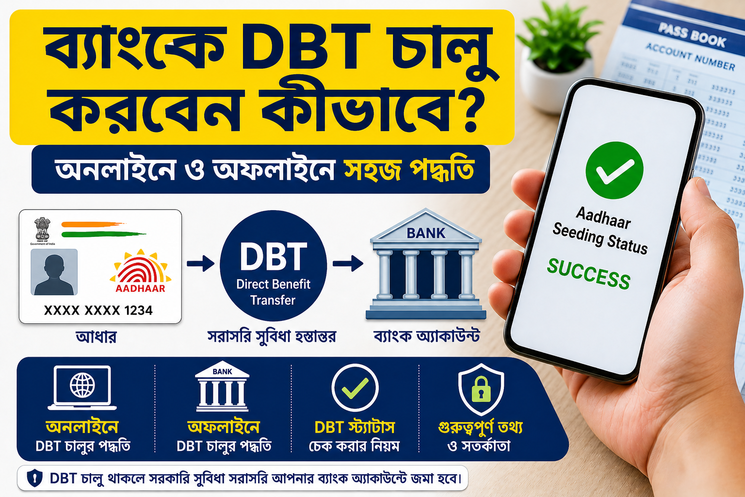 ব্যাঙ্কে DBT চালু করার অনলাইন ও অফলাইন পদ্ধতি