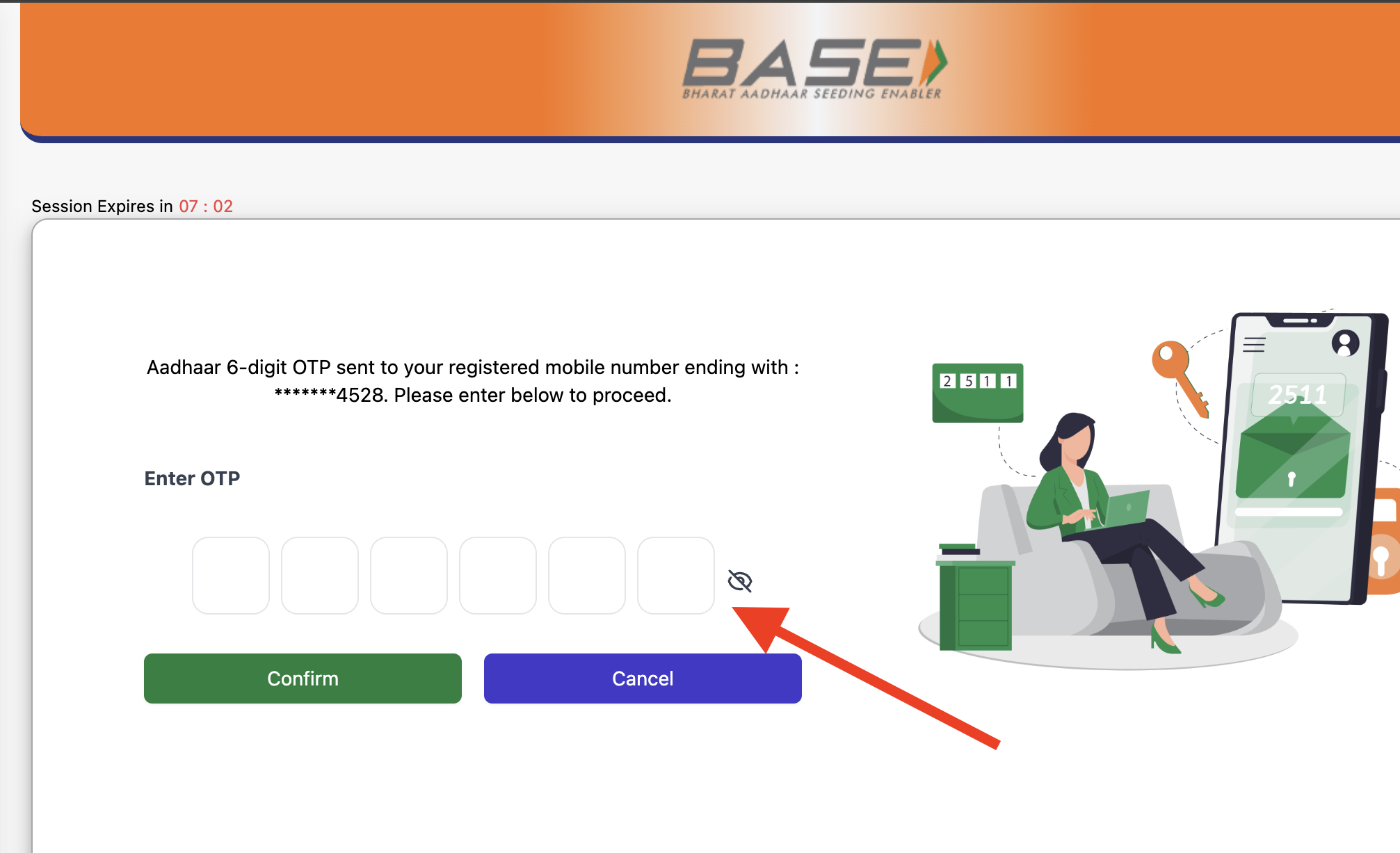 Aadhar Seeding Status OTP Submit