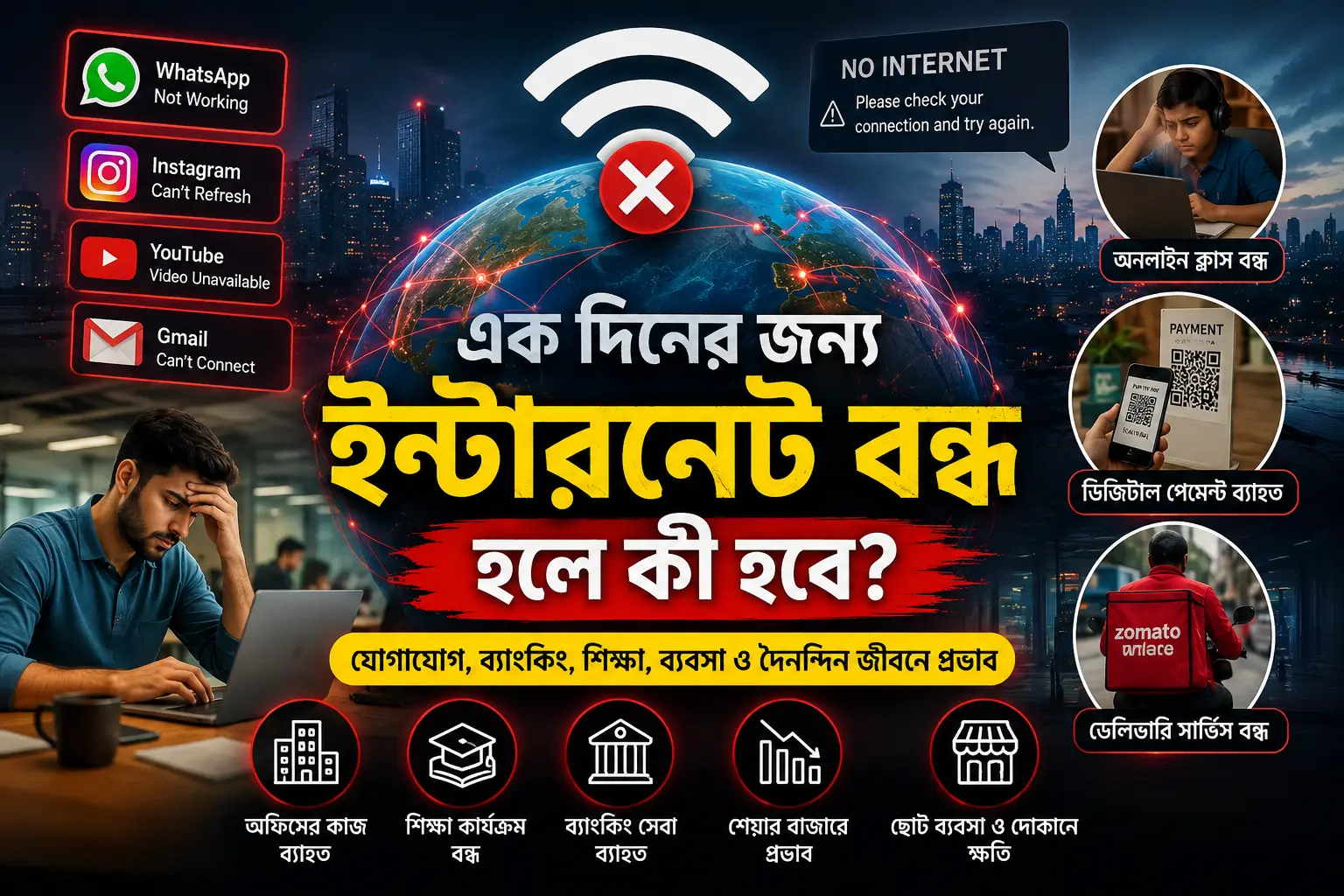 পৃথিবীর ইন্টারনেট যদি ১ দিনের জন্য বন্ধ হয়ে যায় তাহলে কী হবে