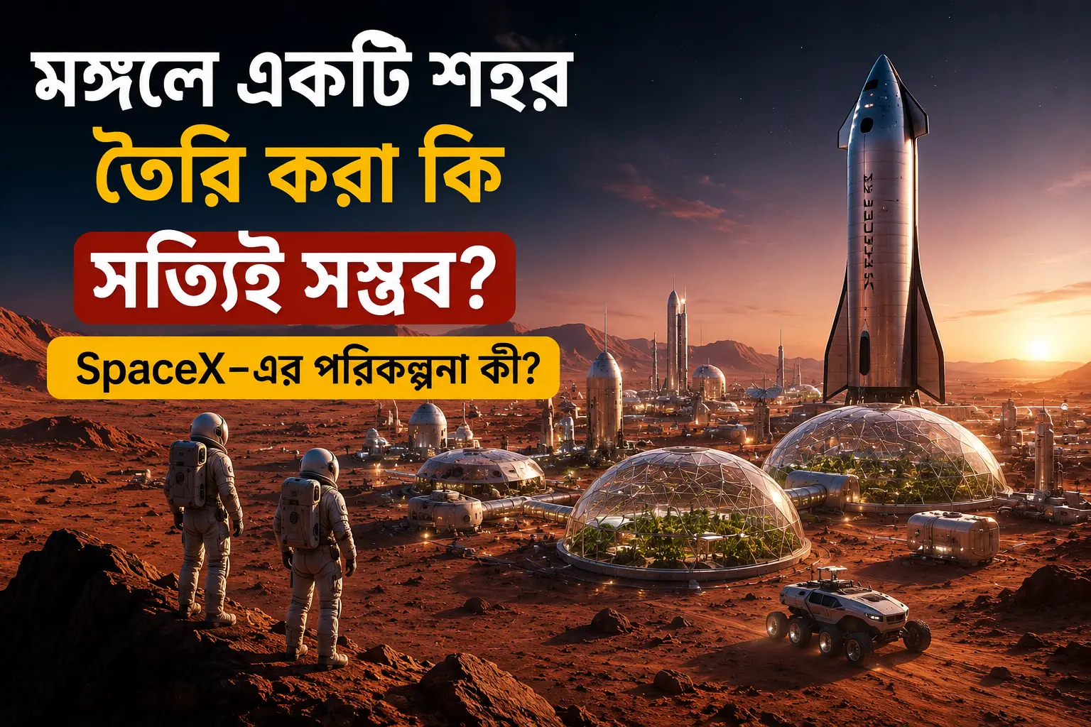 মঙ্গলে একটি শহর তৈরি করা কি সত্যিই সম্ভব - SpaceX-এর Mars Colony এবং Starship প্রকল্পের ধারণামূলক চিত্র