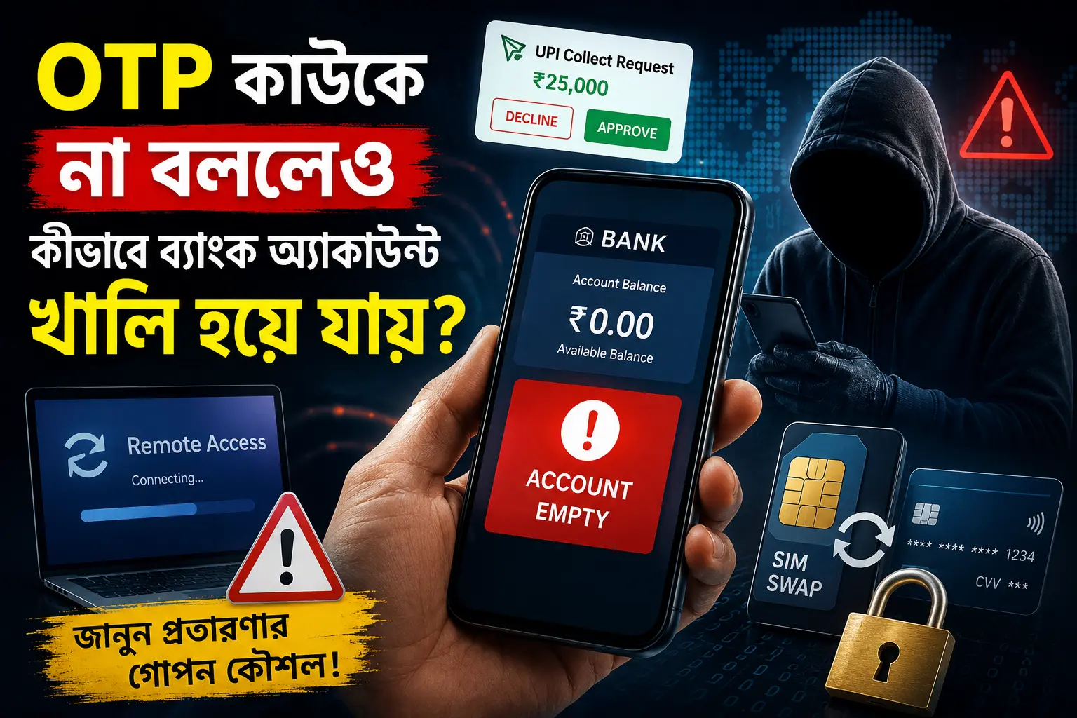 OTP কাউকে না বললেও কীভাবে ব্যাংক অ্যাকাউন্ট খালি হয়ে যায় - অনলাইন ব্যাংকিং প্রতারণার সহজ ব্যাখ্যা
