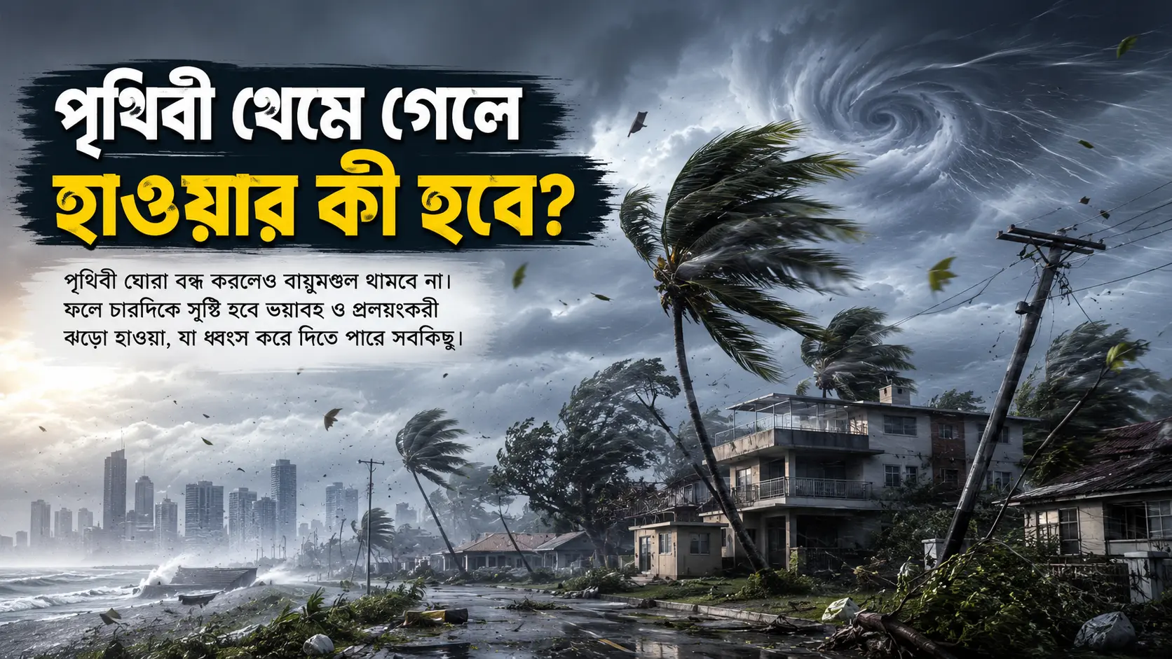 prithibi-theme-gele-hawar-ki-hobe পৃথিবী হঠাৎ ঘোরা বন্ধ করে দিলে বায়ুমণ্ডল ও ঝড়ো হাওয়ার সম্ভাব্য প্রভাব দেখানো চিত্র