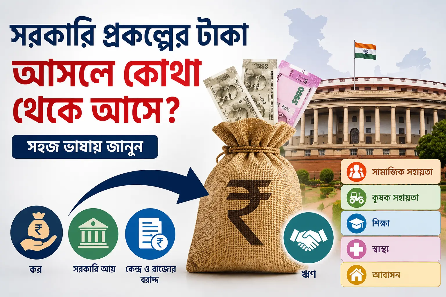 সরকারি প্রকল্পের টাকা আসলে কোথা থেকে আসে - কর, সরকারি আয় ও বাজেটের সহজ ব্যাখ্যা
